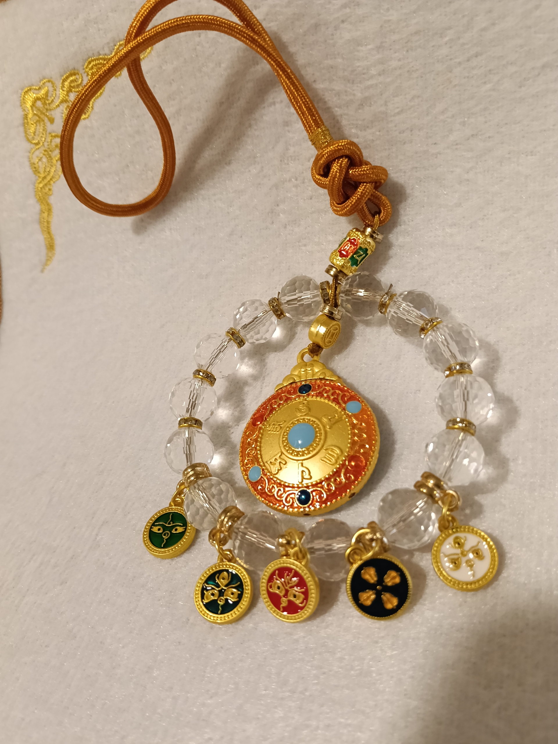 白水晶五路財神車掛｜一路平安・五路進財